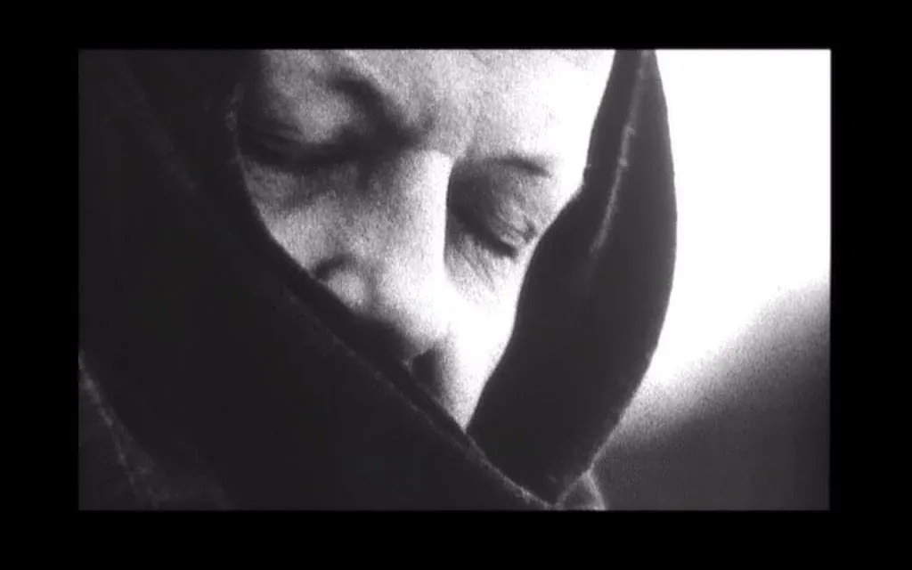Freddie Wadling in close-up, black and white